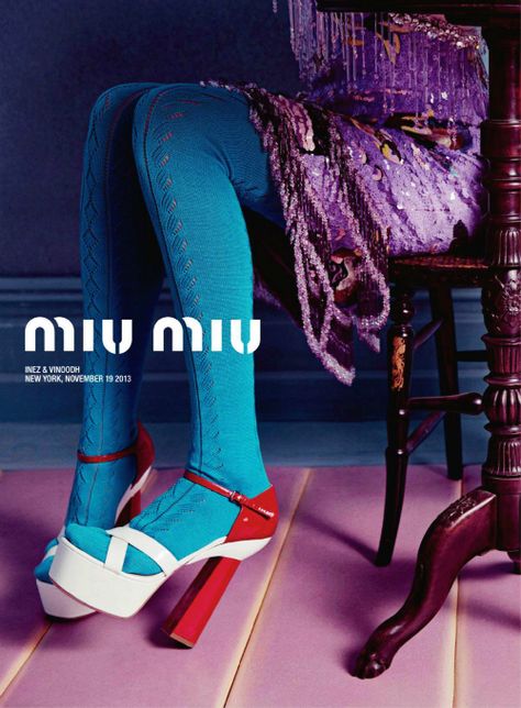 Miu Miu Spring/Summer 2014 Advertising Campaign, ph. by Inez van Lamsweerde  Vinoodh Matadin. Viviane Sassen, Shoe Advertising, Guy Bourdin, Gianmarco Lorenzi, Shoes Ads, Henri Cartier Bresson, Ellen Von Unwerth, Campaign Fashion, Annie Leibovitz