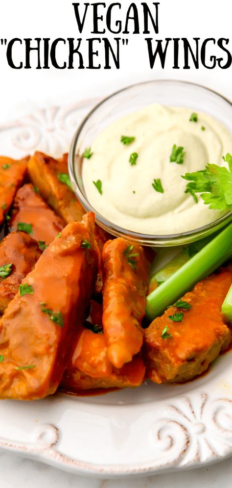 Ranch Wings Recipe, Vegan Chicken Wings, Seitan Wings, Vegan Wings, Vegan Honey, Seitan Recipes, Healthy Finger Foods, Chicken Wing Sauces, Vegan Party Food