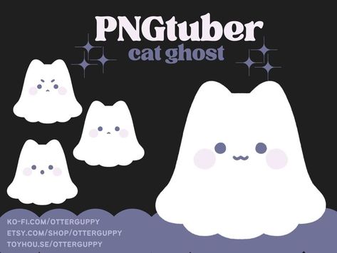 Pngtuber Model, Vtuber Model, Cat Ghost, Ghost Cat, Halloween Spooky, Cute Ghost, Cute Kawaii, Goods And Services, Otters