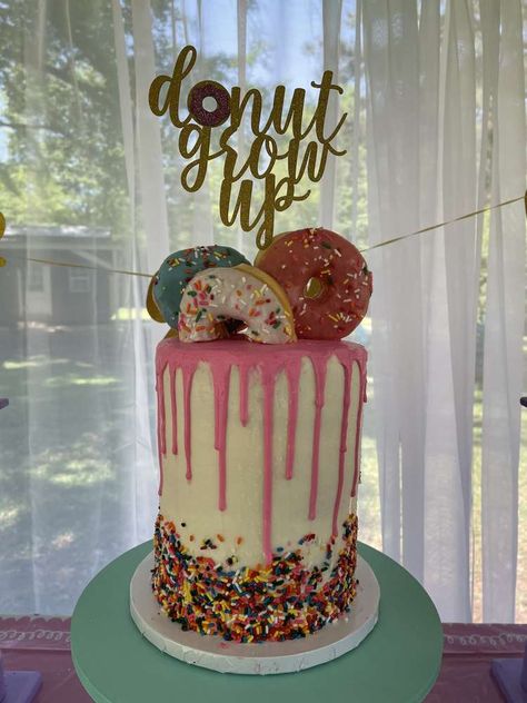 Donut Grow Up, Girls 7th Birthday Party Themes, 8 Year Birthday Ideas, 4 Year Birthday Party Ideas Girl, 8th Birthday Party Girl, Donut Grow Up Birthday Party, Up Birthday Party Ideas, Donut Grow Up Party, Girls 9th Birthday