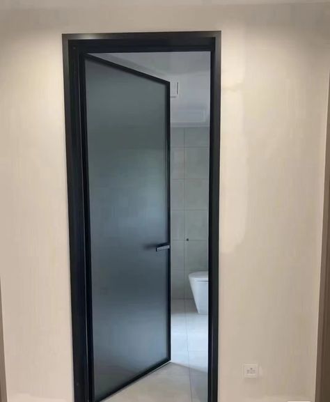 Aluminum Glass Bathroom Swing Door Powder Coating Aluminum Profile and Tinted Glass Panel Bathroom Door Ideas Aluminum, Aluminum Doors Design For Bathroom, Aluminum Doors Design, Bathroom Door Design Aluminium, Bathroom Doors Modern, Toilet Door Ideas, Toilet Door Design, Tinted Glass Door, Aluminum Bathroom Door