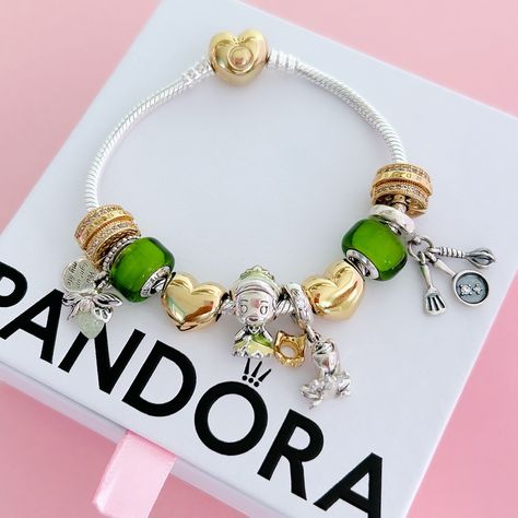 ✨I love The Princess and the Frog with the new Be Love 💛 charms ✨💚 #pandora #pandorabracelet #disney #pandoracharms #pandorajewelry #theofficialpandora #belove Pandora Princess Bracelet, Princess Tiana Pandora Bracelet, Pandora Princess And The Frog, Princess And The Frog Pandora Bracelet, Princess And The Frog Bracelet, Pandora Charms Disney Princess, Disney Pandora Bracelet, Pandora Princess, Disney Pandora