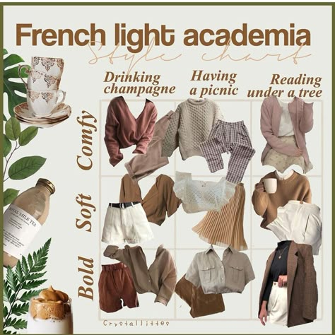 French Light Academia, Light Academia Lookbook, Academia Lookbook, Dark Academia Outfits, Style Chart, Light Academia Aesthetic, Academia Outfits, Parisienne Chic, Best Winter Outfits