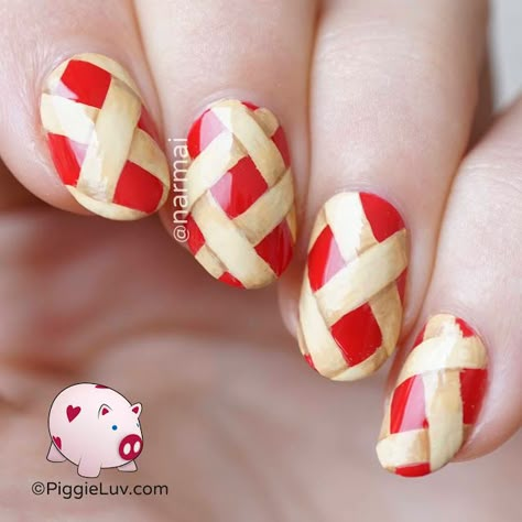 Pie Nail Art, Happy Thanksgiving To My Friends, Fall Time Nails, Pie Nails, Manicure Tutorials, Finger Nail Art, Cherry Nails, Nail Art Techniques, To My Friends