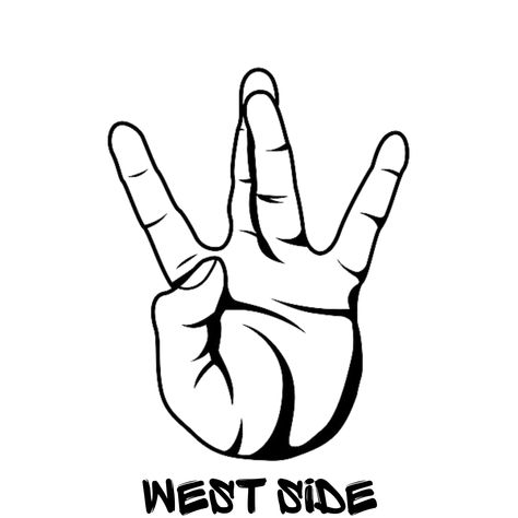 Westside Hand Sign Drawing, West Side Graffiti, West Side Drawing, West Side Gang Sign, Small Gang Tattoos, Westside Hand Sign, 2pac Westside, West Side Tattoo, Cool Graffiti Art Drawings