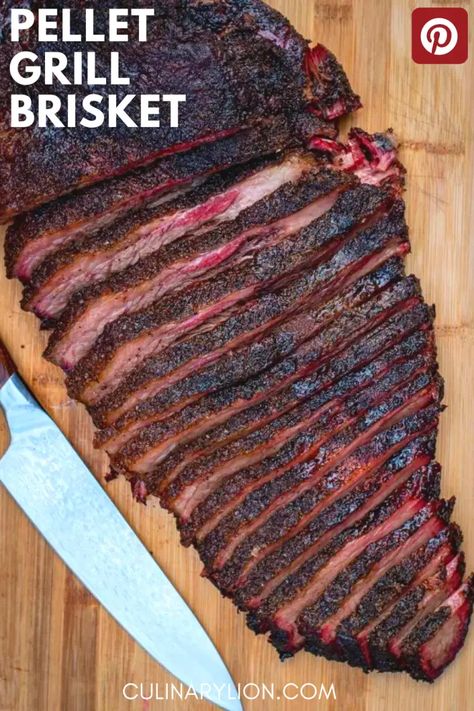 Pellet Grill Brisket Texas Style - Culinary Lion Pellet Smoked Brisket, Smoked Brisket Pellet Smoker, Pellet Smoker Brisket, Pellet Grill Brisket Recipes, Brisket On A Pellet Grill, Pellet Grill Brisket, Traeger Brisket, Smoker Recipes Brisket, Wood Pellet Grill Recipes