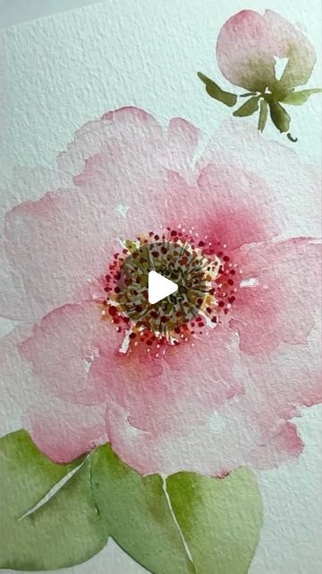 Wild Rose Watercolor Painting, Watercolor And Ink Flowers, Mini Watercolor Paintings, Beginning Watercolor, Loose Watercolor Paintings, Easy Flowers, Watercolor Flowers Tutorial, Watercolor Paintings For Beginners, Watercolor Roses