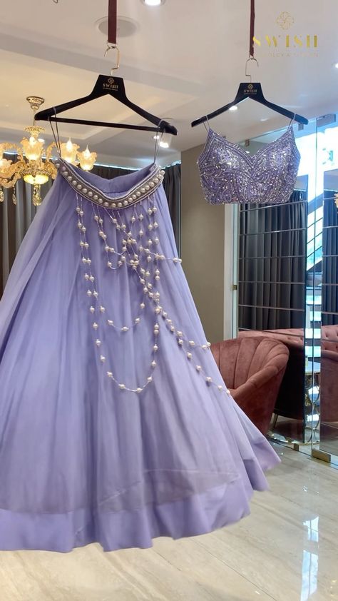 swishbydolcyandsimran on Instagram: Feel bright and beautiful like a streak of light and make shine your colour in this beautiful lehenga set with astonishing details on the… Purple Colour Lehenga, Purple Lehenga, Beautiful Lehenga, Wedding Jewelery, Black Lehenga, Bridal Jewelery, Indian Fashion Saree, Fancy Dresses Long, Purple Colour