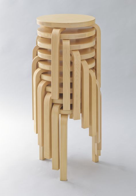 Alvar Aalto. Stacking Stools (model 60). 1932-33 | MoMA Alvar Alto, Things Organized Neatly, Mini Loft, Scandinavia Design, Objet Design, Alvar Aalto, Chaise Design, Wooden Stools, Feb 13