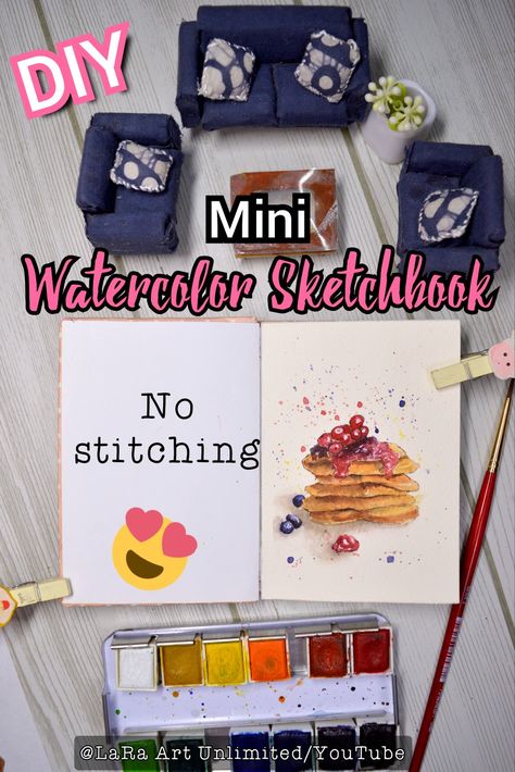 Do it yourself mini watercolor sketchbook Diy Mini Watercolor Book, Diy Mini Sketchbook Tutorials, Diy Mini Sketchbook, Water Journal, Micro Art, Homemade Watercolors, Mini Sketchbook, Tiny Watercolor, Budget Friendly Diy