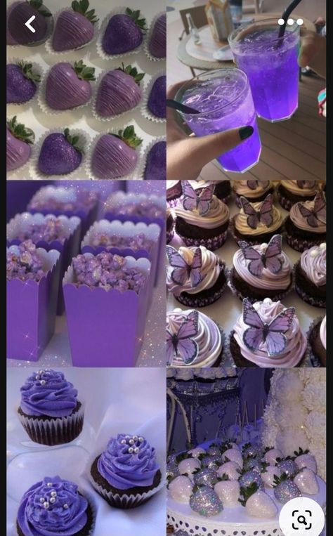 Quncie Ideas Purple, Purple Bday Aesthetic, Purple Picnic Food, Bday Cakes Aesthetic Purple, Euphoria Theme Food, Purple Snack Ideas, Lavender Aesthetic Birthday, Purple Wedding Food, Purple Themed Party Food