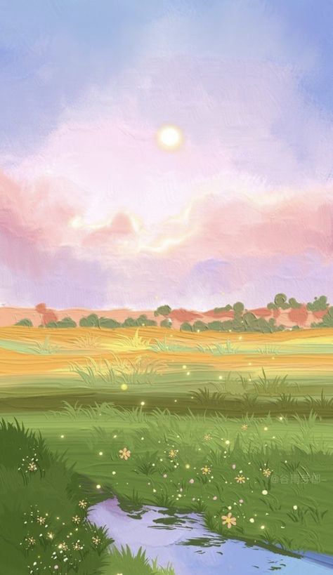 Pretty Art Desktop Wallpaper, Grass Illustration Pattern, Wallpaper Seni, Seni Pastel, Summer Wallpapers, Wallpaper Sky, Artistic Wallpaper, Desired Reality, Patterns Wallpaper