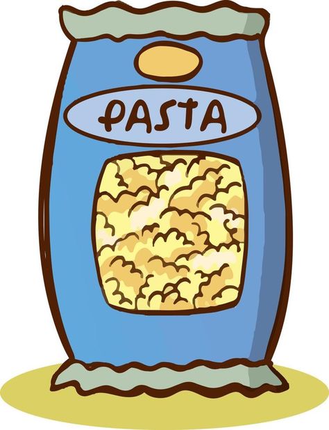 Pasta and Italian macaroni food package Vector Pasta Drawing Easy, Pasta Ads, Pasta Cartoon, Pasta Icon, Pasta Clipart, Pasta Drawing, Fusili Pasta, Pasta Images, Package Food