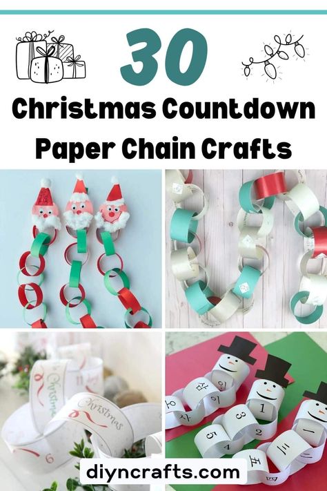 30 Christmas Countdown Paper Chain Crafts Christmas Paper Chain Countdown, Paper Chain Advent Calendar For Kids, Easy Christmas Countdown Craft, Christmas Countdown Paper Chain, Kids Christmas Countdown Craft, Christmas Chain Countdown, Preschool Christmas Countdown Craft, Christmas Paper Chains Garland, Countdown To Christmas Craft