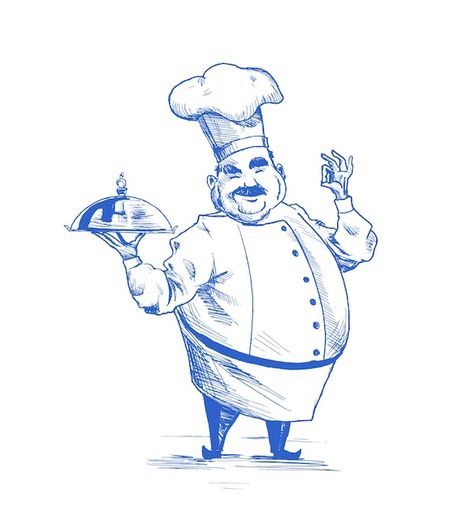 Cook Illustration Chef, Cooking Cartoon Illustration, Cute Chef Illustration, Chef Illustration Drawing, Chef Drawing Sketches, Chef Cooking Drawing, Chef Character Design, Cook Drawing, Catering Business Logo