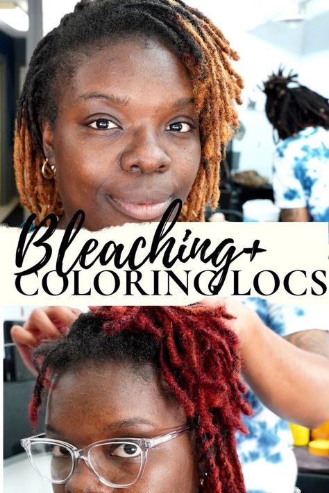 in this video I will show how I bleached and colored my locs from black to red. Colored Short Locs, Dyed Loc Tips Hair Colors, Hair Color For Locs, Dyed Loc Tips, Coloring Locs, Loc Care, Hair Content, Bleached Tips, Micro Locs