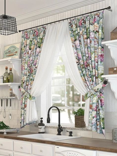 Curtain Designs Modern, Kitchen Curtain Designs, Window Curtain Designs, Curtains Style, Kitchen Window Curtains, Curtain Styles, Plain Curtains, Luxury Curtains, Rustic Curtains