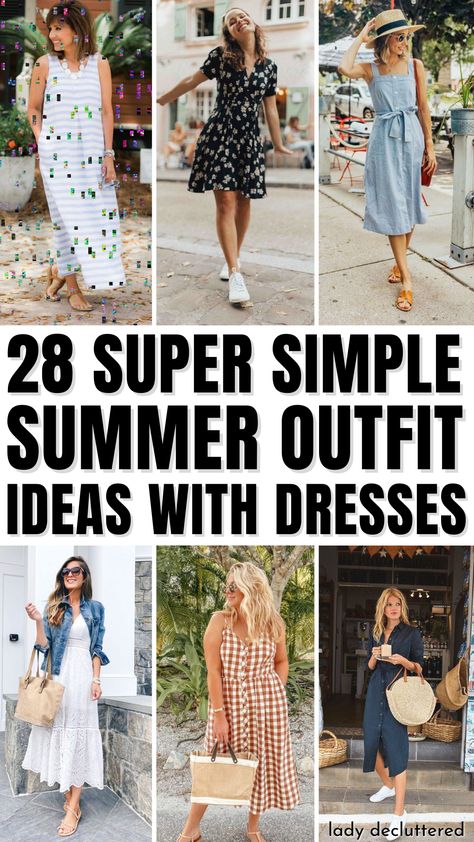 28 Super Simple Summer Outfit Ideas with Dresses Summer Dresses For Dinner, London Summer Dress, Spring Summer 2024 Dresses, Spring Summer Dresses 2024, Flattering Summer Dresses, Shoes For Sundresses, Summer Dress Styling, Layered Dress Outfit Spring, Casual Spring Dress Outfits