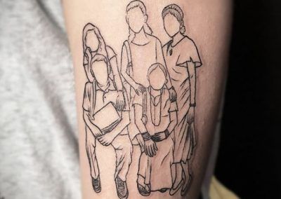 Line Portrait Tattoo, Minimalist Family Portrait, Tattoos For Guys Forearm, Arm Tattoos For Guys Forearm, Minimalist Family, Line Portrait, Single Needle Tattoo, Special Tattoos, Classy Tattoos