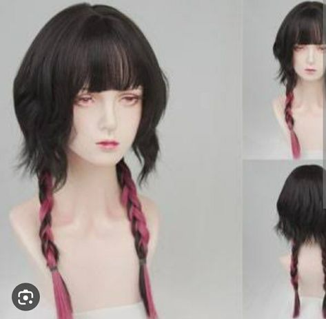 Jellyfish Haircut Braids, Jellyfish Haircut, Light Bangs, Mullet Wig, Pink Jellyfish, Party Wig, Front Braids, Wig Party, Haircut Inspiration