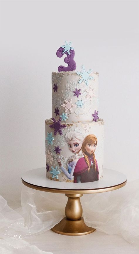 Celebrating 21 Years of Life with these Cake Ideas : Two Tier Semi Naked Birthday Cake Frozen Tiered Cake, Two Tier Frozen Cake, Frozen Two Tier Cake, Frozen Cake Ideas Birthdays, Frozen Cake Birthday, Frozen Cake Ideas, Frozen Birthday Cake Ideas, Frozen Cake Designs, Frozen 2 Cake