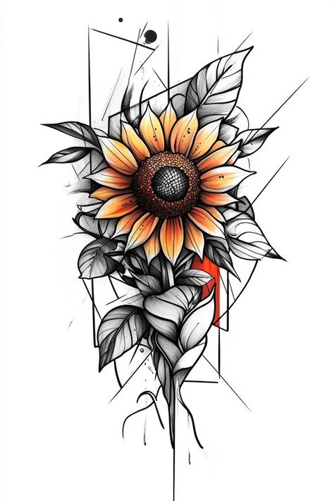 Tattoo idea: tattoo sketch Card with Sunflower – Happiness and posi 3 Sunflower Tattoo Men Forearm, Sunflower Reference Drawing, Manly Sunflower Tattoo, Maroon Sunflower Tattoo, Sunflower Hip Tattoos Women, Sunflower And Skull Tattoo, Sunflower Tattoo Men, Negative Shading Tattoo, Sunflower Skull Tattoo