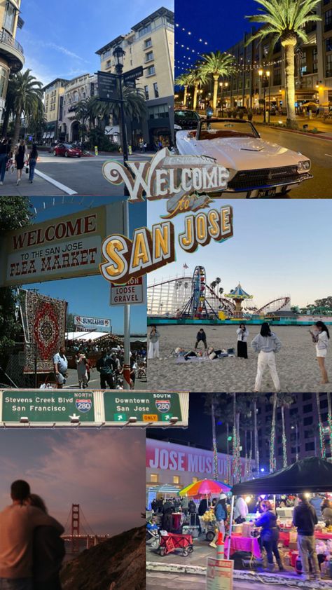 collage of san jose Boardwalk Beach, Santa Cruz Boardwalk, Downtown San Jose, California San Francisco, San Francisco Golden Gate Bridge, Things I Want, San Jose California, Golden Gate, Golden Gate Bridge