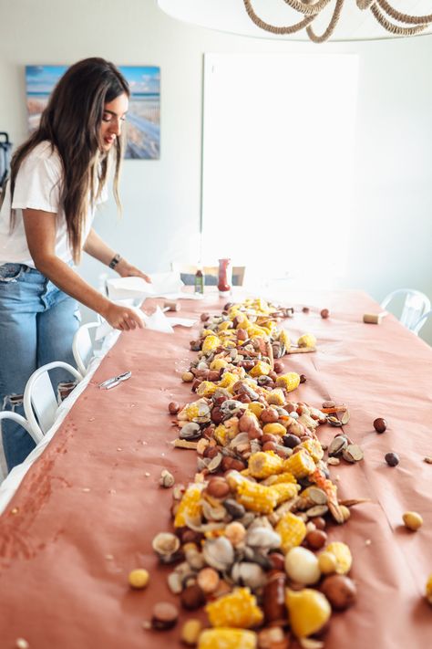 Low Country Seafood Boil | Chris Cooks - Chris Loves Julia Low Country Boil Party Ideas, Low Country Boil Party, Low Boil, Frozen Shrimp Recipes, Country Boil, Low Country Boil, Boiled Food, Lemon Potatoes, Frozen Seafood