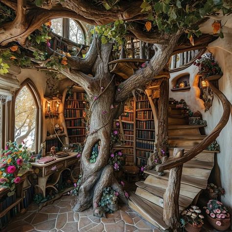 Fairytale Backyard, Fae House, Casa Do Hobbit, Treehouse Village, Magical Village, Bedroom Upstairs, Fairytale Houses, Casa Hobbit, Fantasy Rooms