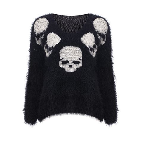 Knitted Skull Print Black Jumper( Halloween sale on 10.26 ) ($56) ❤ liked on Polyvore featuring tops, sweaters, shirts, jumpers, skull print shirt, jumpers sweaters, skull top, skull print sweater and jumper shirt Banded Collar Shirts, Skull Sweater, Skull Clothing, Black Jumper, Skull Shirts, Latest Street Fashion, Halloween Sale, Swaggy Outfits, Jumper Shirt