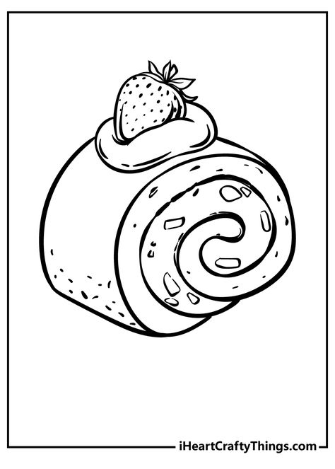 Coloring Pages Food Sweets, Drawings Of Desserts, Coloring Food Pages, Coloring Pages Aesthetic Food, Cute Food Coloring Pages Free Printable, Coloring Book Art Easy, Simple Aesthetic Coloring Sheets, Dessert Drawing Easy, Easy Food Drawings