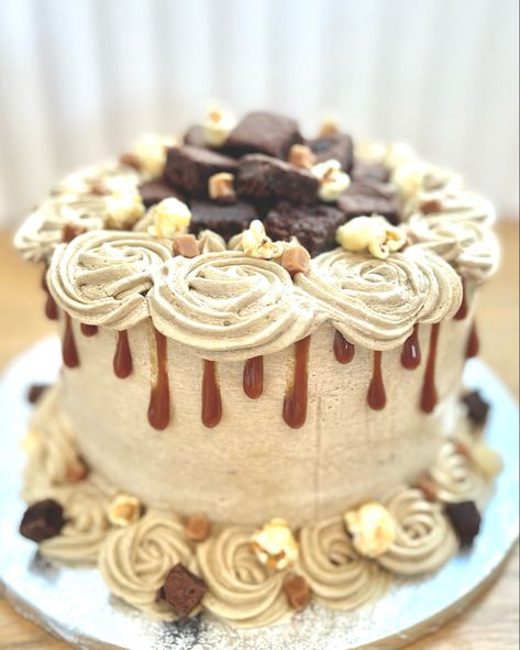 Drip Cake, Brownie Pieces, Popcorn, Fudge Pieces, Buttercream Roses, Treacle Buttercream, Caramel Filling, Sticky Toffee Sponge, Birthday Cake Sticky Toffee Pudding Cake, Toffee Pudding, Sticky Toffee Pudding, Sticky Toffee, Pudding Cake, Drip Cakes, Toffee, Butter Cream, Caramel