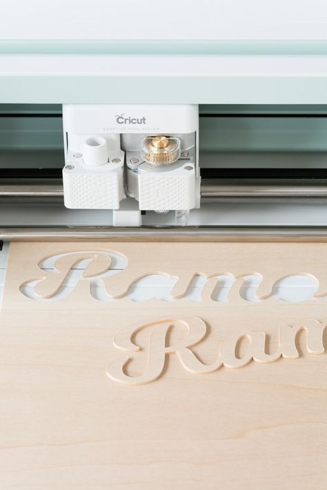 Wood For Cricut Maker, Cricut Kitchen Organization, Cricut Maker Basswood Projects, Cut Wood Letters With Cricut, Cricut Wood Engraving, Wood Projects Cricut, Cricut Veneer Projects, Circuit Wood Projects, Circuit Engraving