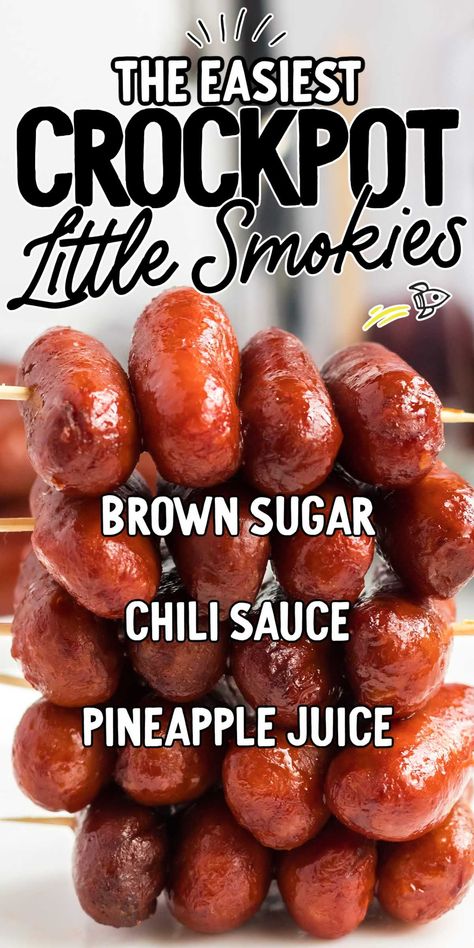 Crock Pot Smokies Recipe, Crockpot Horderves Appetizers, Sweet And Sour Smokies, Breakfast Lil Smokies Recipes, Lil Smokies Dipping Sauce, Meatball And Lil Smokies Crock Pot, Weiners In Crockpot, Cheddar Smokies Recipes, Little Wieners Crockpot