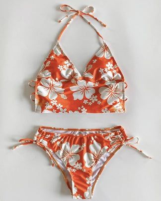 Coconut Girl Floral Bikini Swimsuit (PRE-ORDER) – Luxandluxy Appropriate Bikinis, Hibiscus Swimsuit, Vsco Fits, Cute Tankini, Tropical Aesthetic, Yellow Hibiscus, Tropical Fashion, Crop Top Dress, Tankini Swimsuit