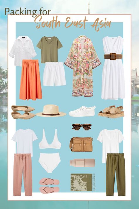 Cambodia Ootd Travel Outfits, What To Wear In Asia, Clothes To Wear In Thailand, Vietnam Travel Outfit What To Wear, Outfits To Wear In Bali, Asia Vacation Outfits, Asia Trip Outfit, Outfits To Wear In Thailand, What To Wear In Bali For Women