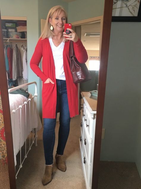 How to Define Your Signature Style - Dressed for My Day Red Cardigan Outfit, Dress And Cardigan Outfit, Whimsigoth Outfits, Teen Spring Outfits, Winter Cardigan Outfit, Minimalist Wardrobe Essentials, Dressed For My Day, 60 Outfits, Dress And Cardigan