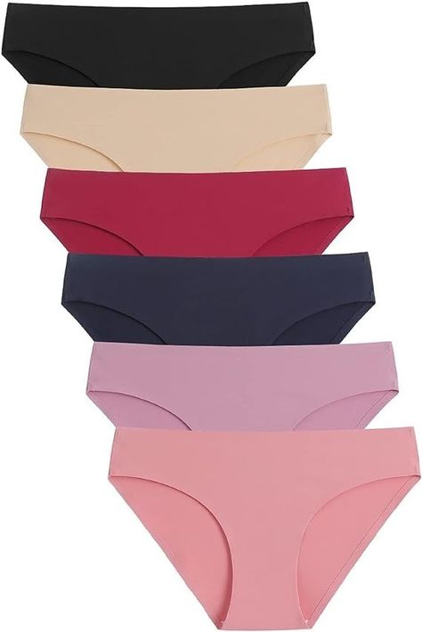 Caterlove Women's Seamless Underwear No Show Stretch Bikini Panties Silky Invisible Hipster 6 Pack at Amazon Women’s Clothing store Camping Clothes, Mha Dr, Workout Pics, Feel Nothing, Women Workout, Nude Dress, Lounge Lingerie, Beautiful Lines, Clothes Women