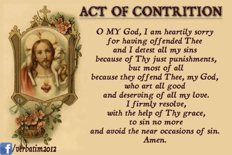 Act Of Contrition, Confession Prayer, Catholic Doctrine, Catholic Beliefs, 1st Communion, Christian Prayers, Beautiful Prayers, Faith Prayer, Inspirational Prayers