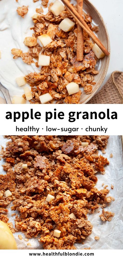 Apple Pie Granola Recipe, Apple Cinnamon Breakfast Bars, Baked Apple Granola, Things To Make With Honeycrisp Apples, Healthy Cinnamon Snacks, Autumn Granola Recipe, Fall Granola Bars, Homemade Apple Cinnamon Granola, Apple Crisp Granola