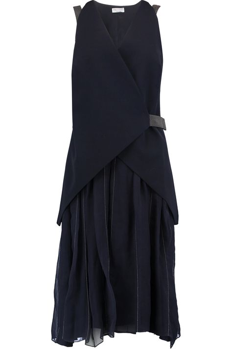 Brunello Cucinelli Dress, Two Layer Dress, Long Skirt Fashion, Dress Layer, Large Clothes, Cloth Dress, Layered Dress, Silk Organza, 가을 패션