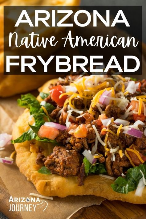 All about Native American Frybread--also called Navajo Frybread--is an Arizona classic food. Learn about this delicious Native American dish! | Arizona Travel | USA Travel | Southwest Travel | Navajo Tacos | Indian Tacos | Best Arizona Food | Travel in Arizona| Things to do in Arizona Indian Taco Recipes, Native American Fry Bread, Navajo Tacos, Arizona Food, Indian Tacos, Native American Food, Southwest Travel, Native Foods, State Foods