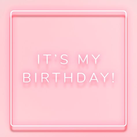 Glowing it's my birthday! neon typography on a pink background | free image by rawpixel.com / Wit Typography Black And White, Its My Bday, Birthday Typography, Happy Birthday To Me Quotes, Neon Typography, Birthday Balloons Pictures, Its My Birthday Month, Birthday Logo, Pink Happy Birthday