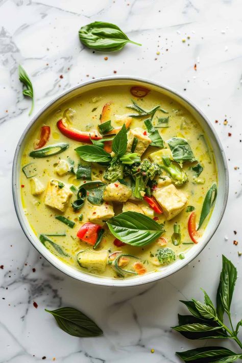 Easy authentic and vegetarian, this Thai green curry is a quick weeknight dinner. It's a healthy, fragrant and spicy dinner that's on the table in 30 minutes. #easyrecipe #fallrecipe #weeknightdinner #Thaicurry Thai Green Curry With Tofu, Green Thai Curry Recipes Vegetarian, Thai Veggie Curry, Vegetarian Green Curry Recipes, Thai Green Curry Vegetarian, Veg Thai Recipes, Thai Curry Green, Healthy Food Asian, Green Thai Curry Vegetarian