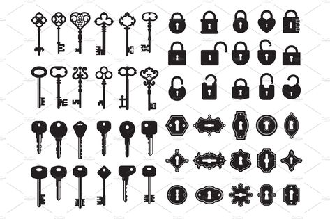 Keys and keyhole. Logo collection of , #sponsored, #retro#modern#keys#house #Ad Padlock Tattoo, Key Tattoo Designs, Keys House, Retro House, Key Tattoo, Lock Icon, Antique Keys, House Keys, 1 Tattoo