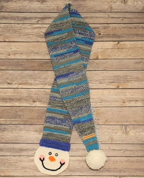 Crochet Scarves For Kids, Snowman Scarf Pattern, Christmas Crochet Scarf, Christmas Scarf Pattern, Scarf 2023, Scarf Pattern Design, Pattern Design Ideas, Snowman Scarf, Holiday Scarves