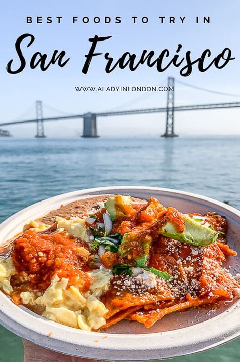 A guide to the best food to try in San Francisco. This city has some of the best food in the world. Click through for more on the A Lady in London blog.   #sanfrancisco #food Wakame Salad, Living Overseas, Places In San Francisco, Ahi Poke, Food To Try, San Francisco Food, Mexican Breakfast, Tuna Sandwich, Tailgate Food