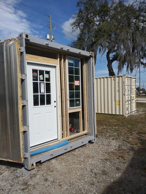 $10k Shipping Container Tiny House Project Diy Container Home, Shipping Container Interior, Shipping Container Tiny House, Container Workshop, Adventure House, Inside Tiny Houses, Container Studio, Shipping Container Workshop, Container Tiny House