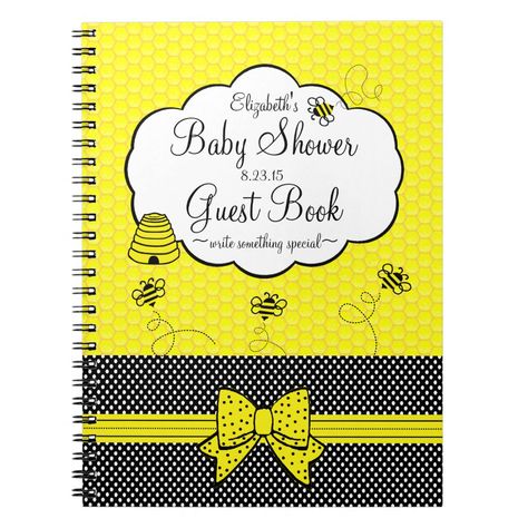 Baby Shower Accessories, Trendy Baby Shower Themes, Baby Guest Book, Bee Baby Shower Theme, Book Notebook, Bumble Bee Baby Shower, Bee Baby, Baby Shower Supplies, Baby Shower Table