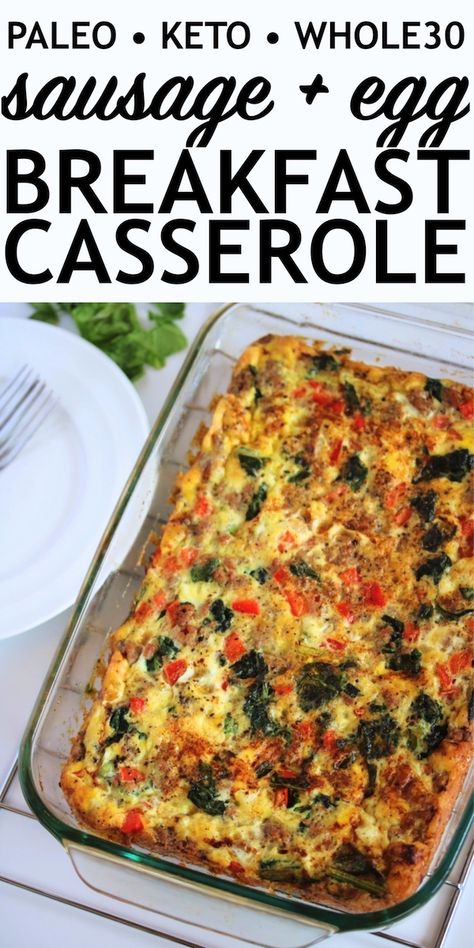 Whole 30 Breakfast Bake, Sausage Egg Breakfast Casserole, Paleo Breakfast Casserole, Egg Breakfast Casserole, Dinner Board, Whole30 Breakfast, Desayuno Keto, Breakfast Egg Casserole, Whole30 Keto